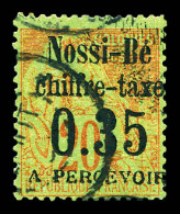 O Taxe N°5, 35c Sur 20c Brique Sur Vert, Tirage 250 Ex. SUP (signé Brun/certificat)  Qualité: Oblitéré  Cote: 520 Euros - Used Stamps