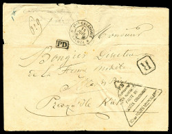 O 1876-1877: Cachet Triangulaire 'PD Affranchir En Numéraire Faute De Timbres Coloniaux Ste Des POSTES Nelle Calédie' +  - Covers & Documents