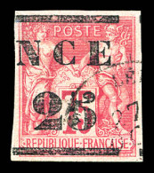 O N°5, 25 Sur 75c Rose. TTB (signé Brun/certificat)  Qualité: Oblitéré  Cote: 550 Euros - Used Stamps