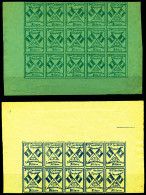 ** Franchise Militaire N°7 Et 13, Sans Valeur: Bleu En Bloc De 10 Haut De Feuille Et Vert En Bloc De 15 Bas De Feuille.  - Unused Stamps