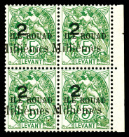 ** N°37Aa, (N° Maury), NON EMIS, 2m Sur 5c Vert Surchargé 'ILE ROUAD' En Bloc De Quatre Bdf, Fraîcheur Postale. SUP. R.  - Unused Stamps