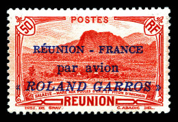 * N°1, 50c Rouge Surchargé 'REUNION-France Par Avion ROLAND GARROS', TTB (certificat)  Qualité: *  Cote: 400 Euros - Airmail