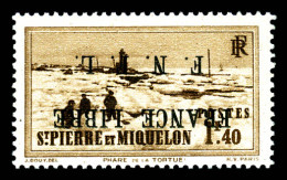 ** N°265a, 1f40 Brun Surcharge 'FRANCE LIBRE F.N.F.L' Renversée, Très Bon Centrage, Fraîcheur Postale (tirage 37 Ex). R. - Unused Stamps