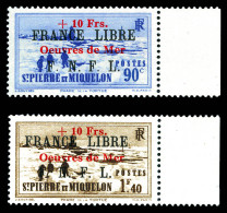 ** N°311A/B, Paire Surchargée 'Oeuvres De Mer', Bord De Feuille. TTB (signé Brun/certificat)  Qualité: **  Cote: 830 Eur - Unused Stamps