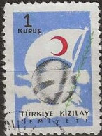 TURKEY 1954 Obligatory Tax - Red Crescent - 1k. - Globe And Flag FU - Wohlfahrtsmarken