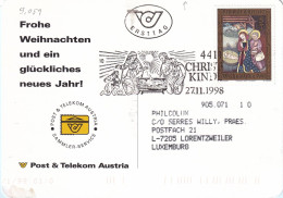 Oesterreich - Post-Weihnachtskarte Mit Sonderstempel "Christkindl 1998" (9.051) - Máquinas Franqueo (EMA)