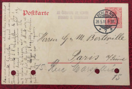 Allemagne, Entier-Carte, Cachet Berlin NW 20.5.1911 - (C241) - Postkarten