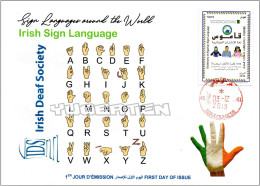 ALGERIA 2019 FDC Sign Language Ireland Handicap Deafness Deaf Taubheit Surdité Taub Sordera Alphabet Disabled - Handicaps