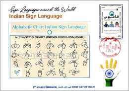 ALGERIA 2019 FDC Sign Language India Handicap Deafness Deaf Taubheit Surdité Taub Sordera Deutscland Disabled - Handicaps