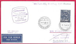 GERMANY - FIRST FLIGHT LUFTHANSA LH 184 FROM DUSSELDORF TO BUDAPEST *9.7.68* ON  COVER FROM VATICANO - Erst- U. Sonderflugbriefe