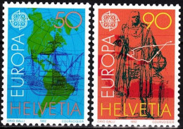 SWITZERLAND 1992 EUROPA: America-500. Santa Maria, Columbus Statue. Complete Set, MNH - 1992