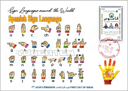 ALGERIA 2019 FDC Sign Language Spain Handicap Deafness Deaf Taubheit Surdité Taub Sordera Alphabet Disabled - Handicaps