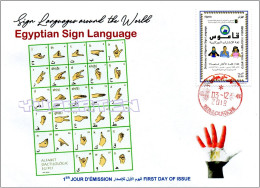 ALGERIA 2019 FDC Sign Language Egypt Handicap Deafness Deaf Taubheit Surdité Taub Sordera Alphabet Disabled - Handicaps