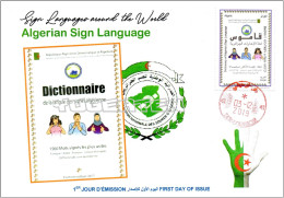 ALGERIA 2019 FDC Sign Language Disabled Handicap Deafness Deaf Taubheit Surdité Taub Sordera Algeria Alphabet - Handicaps