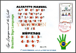 ALGERIA 2019 FDC Sign Language Brazil Handicap Deafness Deaf Taubheit Surdité Taub Sordera Alphabet Disabled - Handicaps