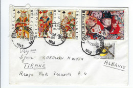 Lettre Superbe Affranchissement Coloré Bruxelles Pour Tirana  Albanie Cartes à Jouer Tableau De James Ensor 1992 - Covers & Documents
