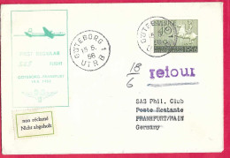 SVERIGE - FIRST REGULAR FLIGHT SAS  FROM GOTEBORG TO FRANKFURT *15.5.56* ON OFFICIAL COVER - Lettres & Documents