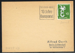 EUR 59 L3 - ALLEMAGNE Obl. Temporaire "10 Jahre Europarat BONN" Sur Carte - 1959