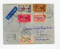 !!! LETTRE RECO DE ST DENIS POUR TANANARIVE CACHET REOUVERTURE DE LA LIGNE AERIENNE REUNION MADAGASCAR 20/12/1943 - Storia Postale