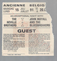 The Neville Brothers + John Mayal And The Bluesbreakers - 15 Juli 1991 - Ancienne Belgique (BE) - Concert Ticket - Concert Tickets