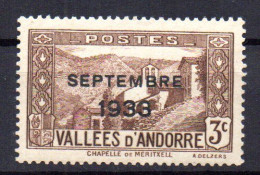 Sello De Andorra Con Sobrecarga Sin Elections Solo Setembre 1933 Con Marquilla - Neufs