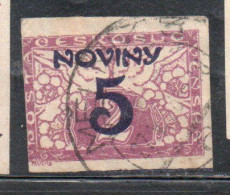 CZECH REPUBLIC REPUBBLICA CECA CZECHOSLOVAKIA CESKA CECOSLOVACCHIA 1926 NEWSPAPER STAMPS NOVINY SURCHARGED 5h On 2h USED - Newspaper Stamps