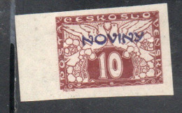 CZECH REPUBLIC REPUBBLICA CECA CZECHOSLOVAKIA CESKA CECOSLOVACCHIA 1926 NEWSPAPER STAMPS NOVINY 10h MNH - Newspaper Stamps