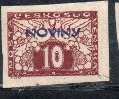 CZECH REPUBLIC REPUBBLICA CECA CZECHOSLOVAKIA CESKA CECOSLOVACCHIA 1926 NEWSPAPER STAMPS NOVINY 10h MH - Newspaper Stamps