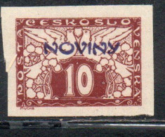 CZECH REPUBLIC REPUBBLICA CECA CZECHOSLOVAKIA CESKA CECOSLOVACCHIA 1926 NEWSPAPER STAMPS NOVINY 10h MH - Dagbladzegels