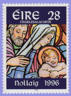 EIRE IRELAND 1996  CHRISTMAS 28p RARE GREENISH WHITE DEXTRIN GUM  NORMALLY BROWN   HB 782 U.M. - Neufs