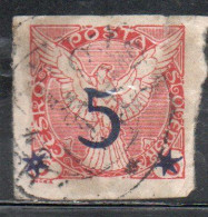 CZECH REPUBLIC CECA CZECHOSLOVAKIA CESKA CECOSLOVACCHIA 1925 NEWSPAPER STAMPS WINDHOVER SURCHARGED 5h On 6h USED - Zeitungsmarken