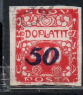 CZECH CECA CZECHOSLOVAKIA CESKA CECOSLOVACCHIA 1924 POSTAGE DUE  DOPLATIT SURCHARGED 50 On 400h USED - Postage Due