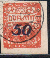 CZECH CECA CZECHOSLOVAKIA CESKA CECOSLOVACCHIA 1925 POSTAGE DUE  DOPLATIT SURCHARGED 50 On 250h USED - Timbres-taxe