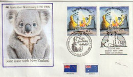 AUSTRALIA / NEW ZEALAND Joint Issue Bicentenary Australia. (Koala Bear) 2 Countries Stamps 1988 - Brieven En Documenten