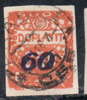 CZECH CECA CZECHOSLOVAKIA CESKA CECOSLOVACCHIA 1925 POSTAGE DUE  DOPLATIT SURCHARGED 60 On 250h USED - Postage Due