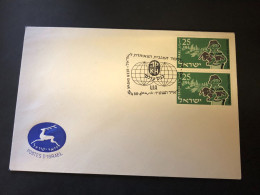 ISRAEL  FDC Agricultural Training  Scott A45  25P Deep Green Pair - FDC