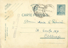 ROMANIA 1941 POSTCARD, CENSORED VASLUI NO.20 POSTCARD STATIONERY - World War 2 Letters