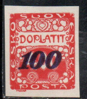 CZECH CECA CZECHOSLOVAKIA CESKA CECOSLOVACCHIA 1924 POSTAGE DUE  DOPLATIT SURCHARGED 100 On 400h MH - Postage Due