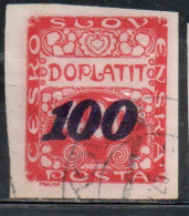 CZECH CECA CZECHOSLOVAKIA CESKA CECOSLOVACCHIA 1924 POSTAGE DUE  DOPLATIT SURCHARGED 100 On 400h USED - Timbres-taxe