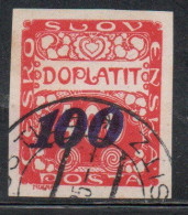 CZECH CECA CZECHOSLOVAKIA CESKA CECOSLOVACCHIA 1924 POSTAGE DUE  DOPLATIT SURCHARGED 100 On 400h USED - Timbres-taxe