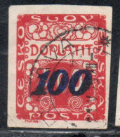 CZECH CECA CZECHOSLOVAKIA CESKA CECOSLOVACCHIA 1924 POSTAGE DUE  DOPLATIT SURCHARGED 100 On 400h USED - Timbres-taxe