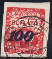 CZECH CECA CZECHOSLOVAKIA CESKA CECOSLOVACCHIA 1924 POSTAGE DUE  DOPLATIT SURCHARGED 100 On 400h USED - Timbres-taxe