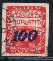 CZECH CECA CZECHOSLOVAKIA CESKA CECOSLOVACCHIA 1924 POSTAGE DUE  DOPLATIT SURCHARGED 100 On 400h USED - Timbres-taxe