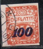 CZECH CECA CZECHOSLOVAKIA CESKA CECOSLOVACCHIA 1925 POSTAGE DUE  DOPLATIT SURCHARGED 100 On 250h USED - Timbres-taxe