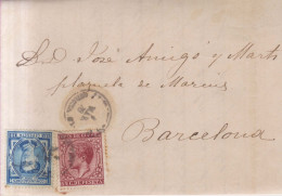 Año 1876 Edifil 175-188 Carta  Matasellos San Feliu Guixols Gerona - Covers & Documents