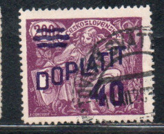 CZECH CECA CZECHOSLOVAKIA CESKA CECOSLOVACCHIA 1926 POSTAGE DUE  DOPLATIT SURCHARGED 40 On 200h USED - Timbres-taxe