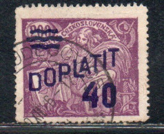 CZECH CECA CZECHOSLOVAKIA CESKA CECOSLOVACCHIA 1926 POSTAGE DUE  DOPLATIT SURCHARGED 40 On 200h USED - Strafport