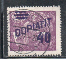 CZECH CECA CZECHOSLOVAKIA CESKA CECOSLOVACCHIA 1926 POSTAGE DUE  DOPLATIT SURCHARGED 40 On 200h USED - Timbres-taxe