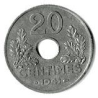 FRANCE / ETAT FRANCAIS / 20 CENTIMES / 1941 / 3.46 G / ZINC - 20 Centimes