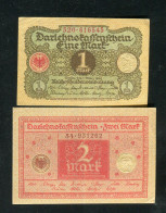 "DEUTSCHES REICH" 1920, Darlehens-Kassenschein 1 Mark Und 2 Mark Je Bankfrisch (C158) - Zonder Classificatie